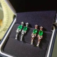 simple and delicate precious gemstone natural emerald earrings colombian emeralds professional natural gem shop 925 silver