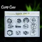 Cring Coco, 12 шт., винтажные богемные ювелирные изделия с цветком розы, очаровательное дерево живых колец, наборы для женщин, кольцо на палец, друзья, свадебные подарки