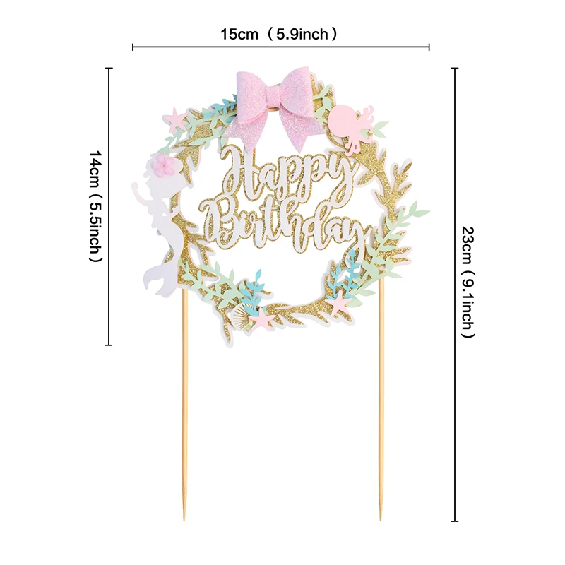 Маленькая Русалочка под морем Топпер для торта С Днем Рождения украшения кексов