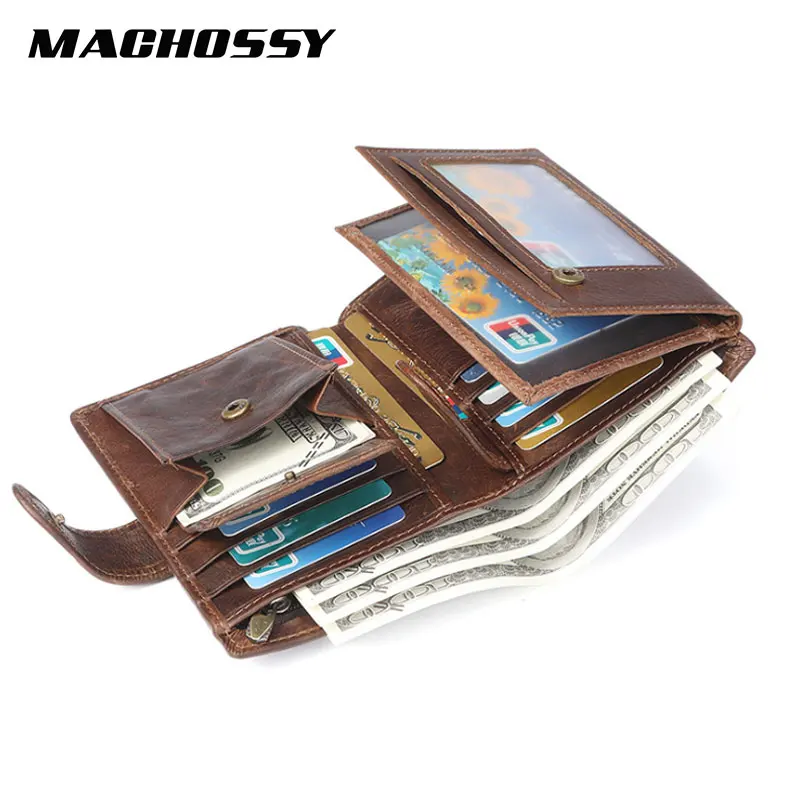 MACHOSSY мужской кошелек из натуральной коровьей кожи Crazy Horse Кошелек для монет Portomonee Walet портфель Cuzda Mini Card HolderFashion