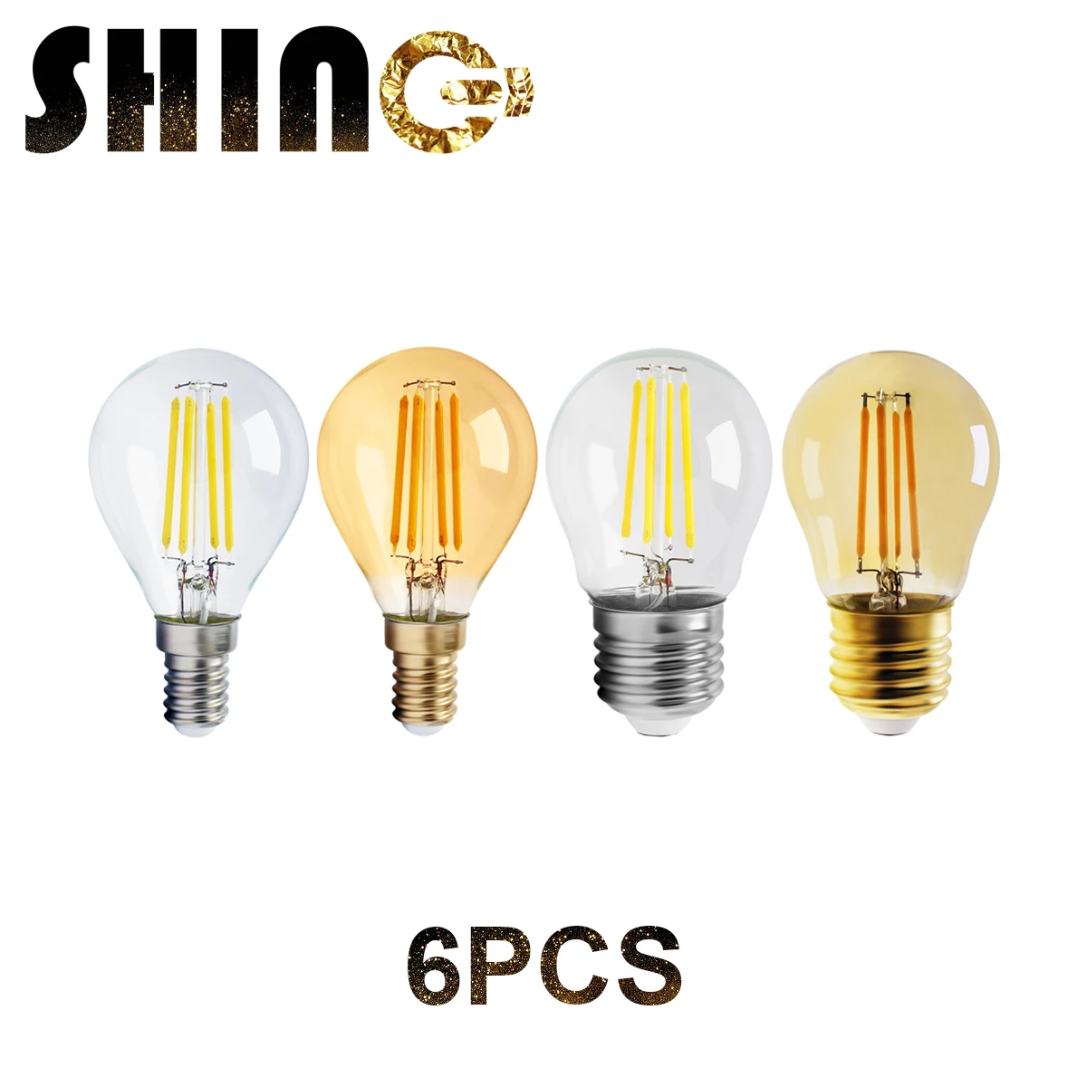 

6 шт./лот 4 Вт G45 Ретро лампа накаливания Эдисона E14 E27 Bombillas 220v винтажная лампа 2700k золото 4000k прозрачное стекло внутреннее украшение