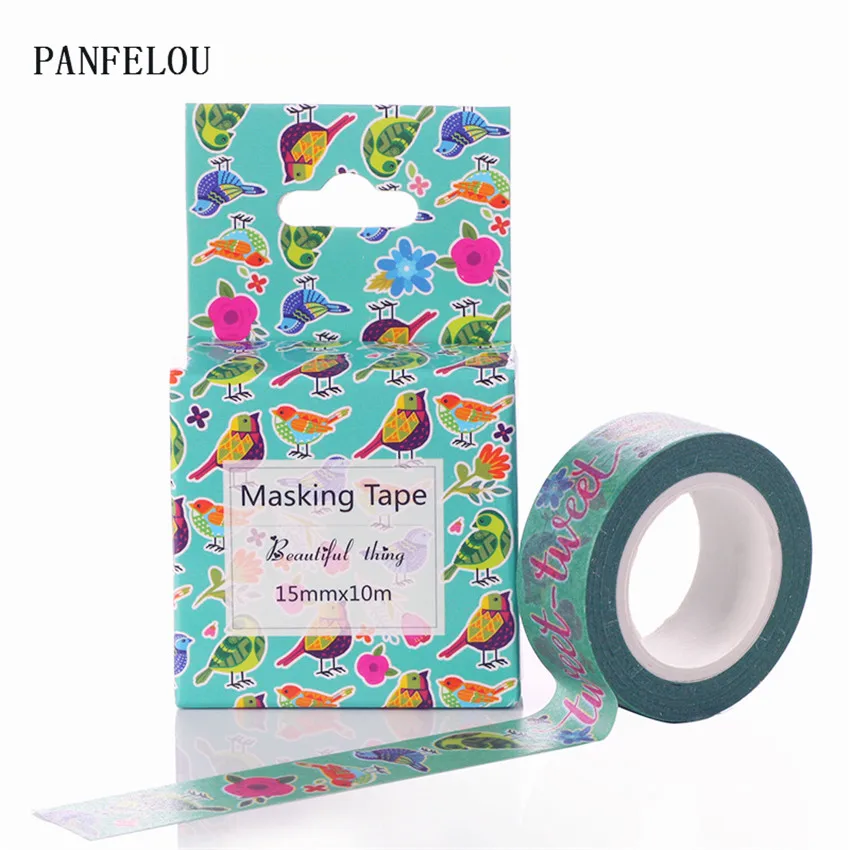 10 м * 15 мм Цветы Наклейки с картинками птиц лента для маскировки качество Хорошая