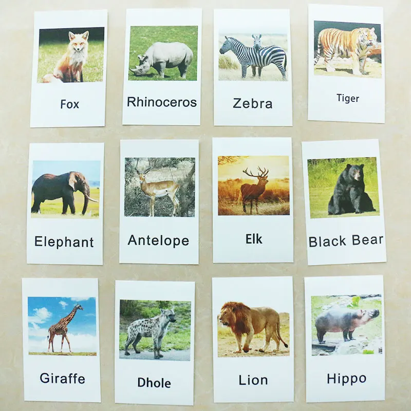 Обучающие карточки Монтессори с животными для дошкольного обучения обучающие