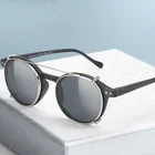 Солнцезащитные очки ZENOTTIC в стиле ретро, стимпанк, Круглые, на клипсах, для мужчин, женщин и мужчин, двухслойные, съемные, поляризационные, UV400 линзы, солнцезащитные очки с коробкой
