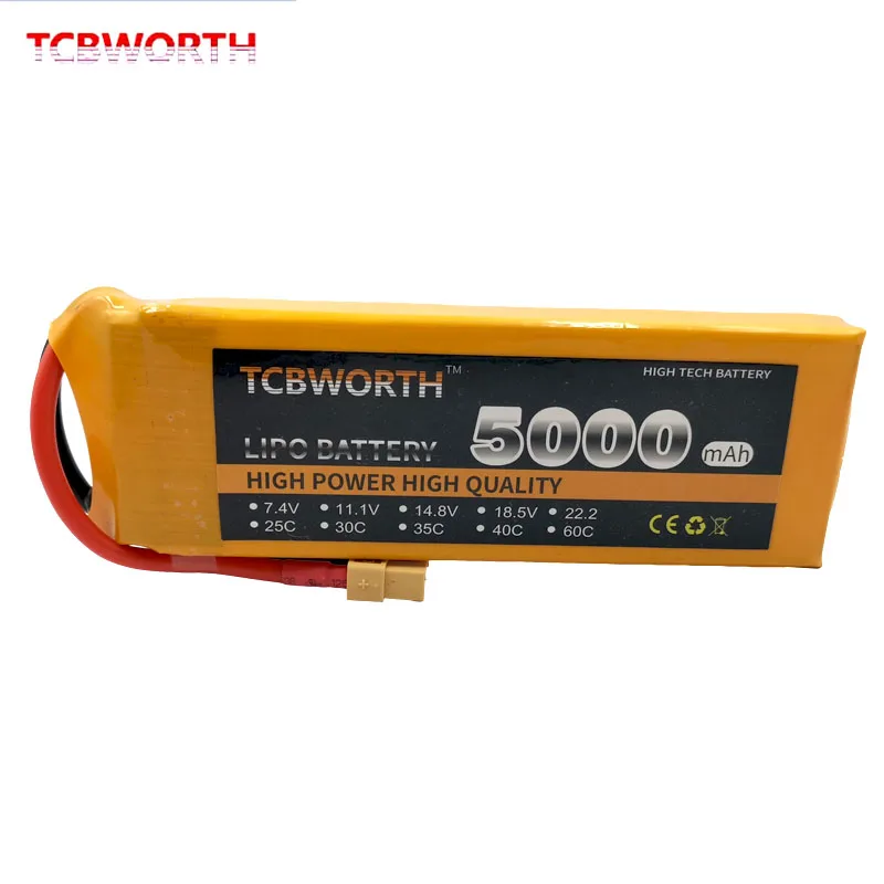 TCBWORTH RC Квадрокоптер LiPo Батарея 2S 7 4 V 5000 мА/ч 60C для радиоуправляемый самолет