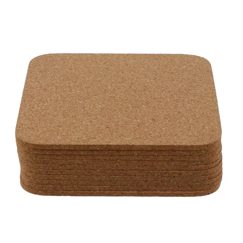

10pcs Anti-slip Simple Square Natural Cup Pad Blank Coaster Cork Coaster for Desktop Insulation Coffee Table Decor Accessories