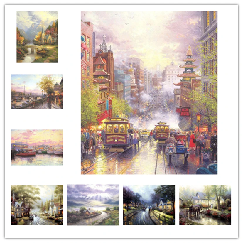 

New 5D DIY Diamond Thomas kinkade Picture Full drill Embroidery Mosaic Cross Stitch Kit Home Decoration Holiday Gift