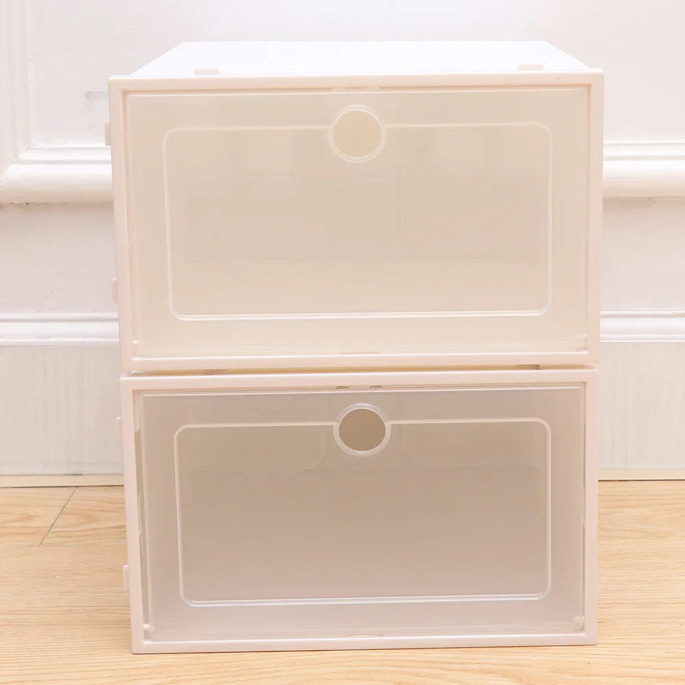 

10pcs Drawer Type Storage Box Portable Storage Case Organizer with Round Hole Shoes Holder(White)