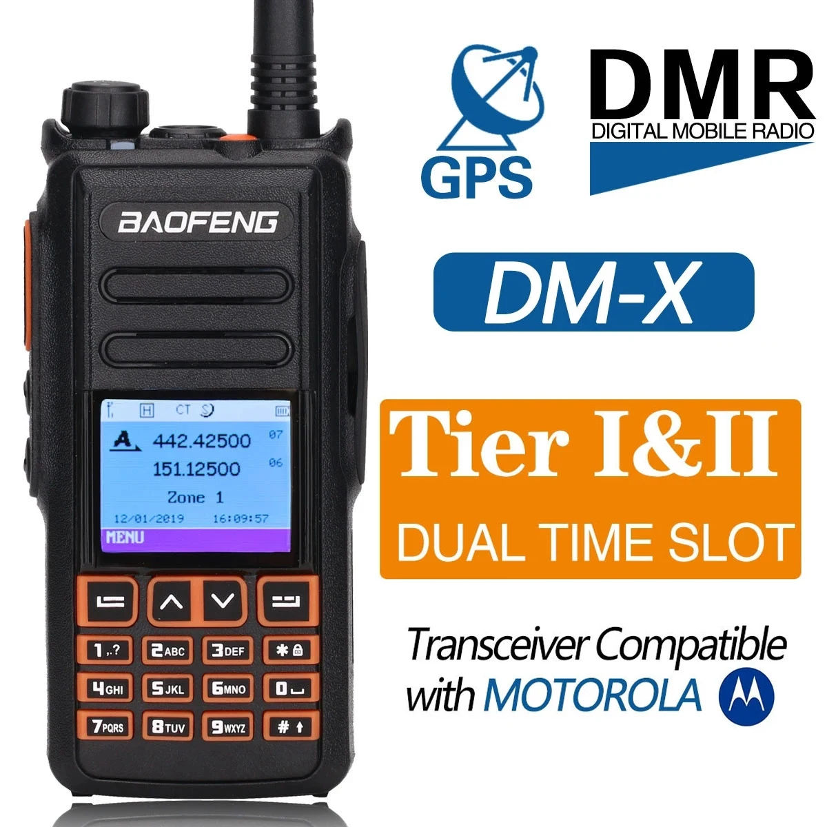 Baofeng DM X Цифровой рация с GPS уровня 1 и 2 tier ii Dual Time Slot DMR цифровой/аналоговый Ham Радио