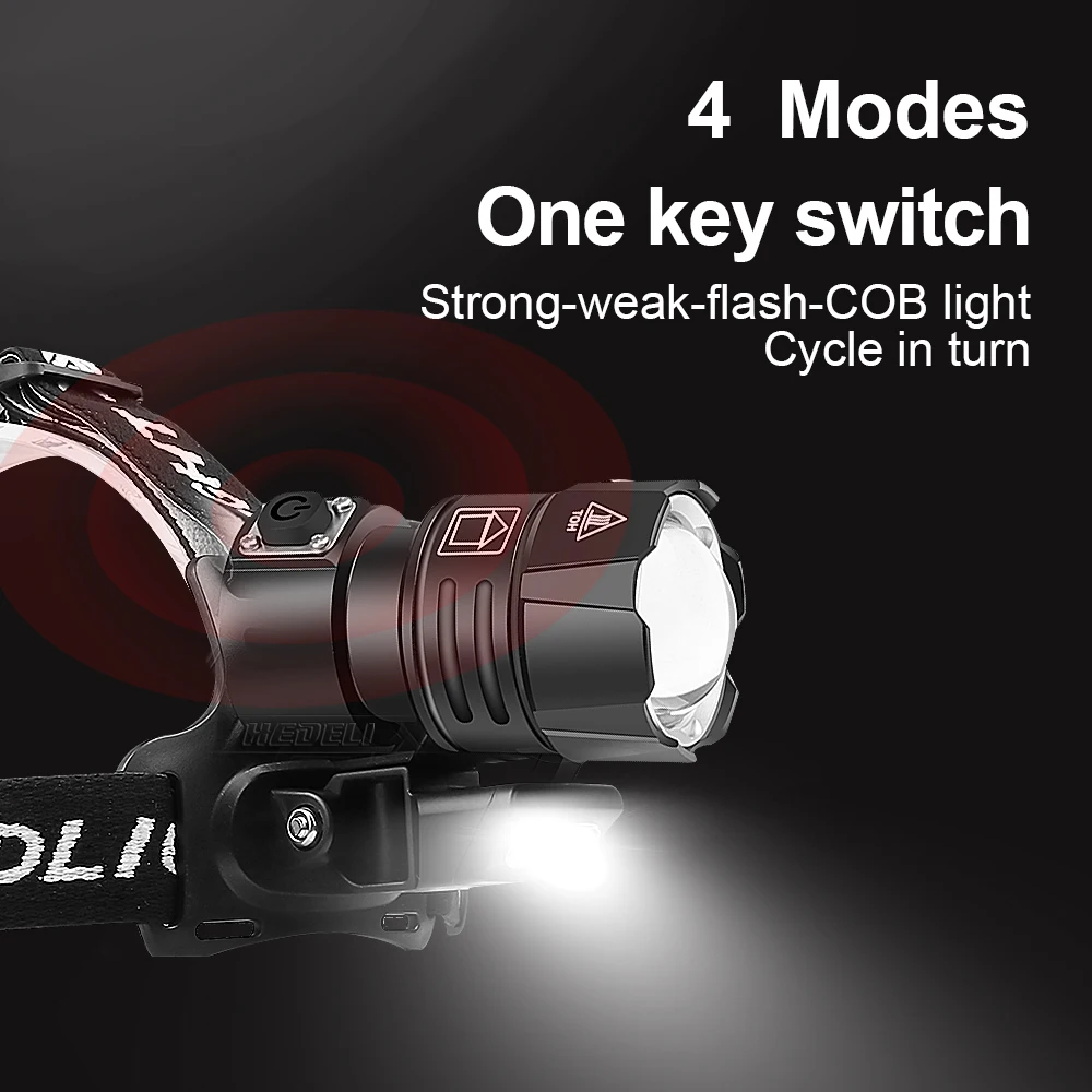 

500000Lumens XHP100 COB Rechargeable Headlamp USB Headlight 18650 XHP90.2 High Power LED Head Torch XHP70.2 Zoom Hunting Lantern
