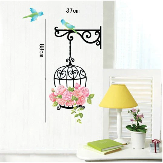 

Красочные цветы, птицы, дневная Роза, наклейки, настенное искусство, гостиная, спальня, фон для телевизора, декор для сада, окна