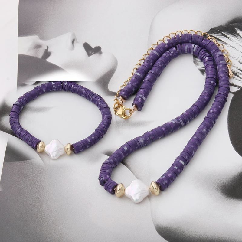 

Чокеры NeeFu WoFu, красочное Глиняное ожерелье, богемный пресноводный жемчуг, флуоресцентная короткая цепь для женщин, модные украшения, оптова...