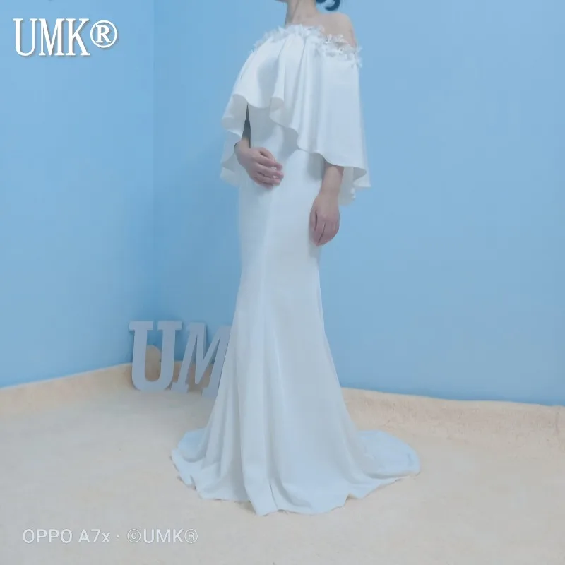 UMK простой цветной Русалка свадебное платье 2020 элегантное с открытыми плечами