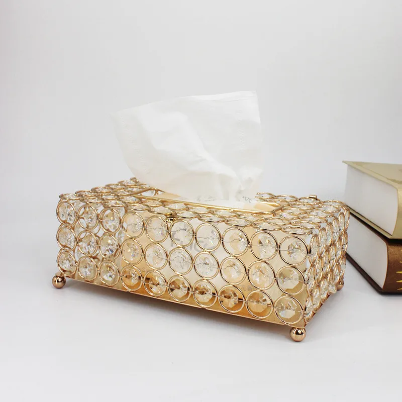 

Hotel Home Tissue Case Storage Box Square Crystal Shinning Paper Container