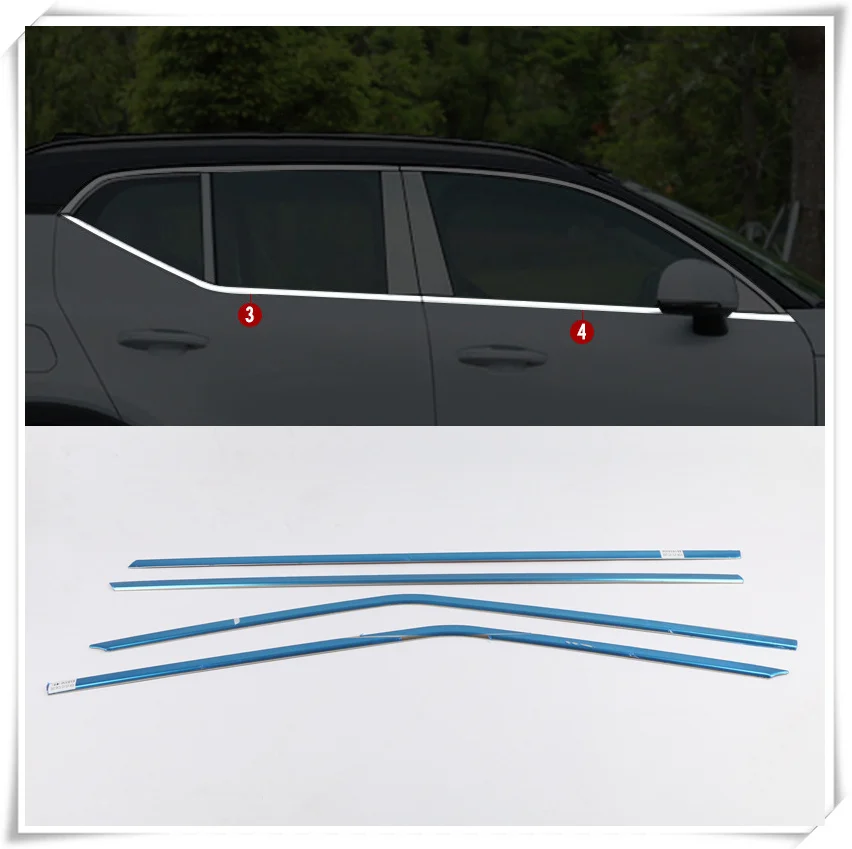 Bottom Window Trim Для Volvo XC40 нержавеющая сталь Верхняя или Нижняя отделка подоконника формовочные декоративные полосы покрытие 4 шт. автомобильный Стайлинг - Цвет: Bottom Window Trim