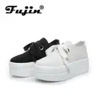 FujinПовседневная спортивная женская обувь на очень высоком каблуке и платформе с бантом; Повседневная обувь на танкетке; Слипоны; Кроссовки