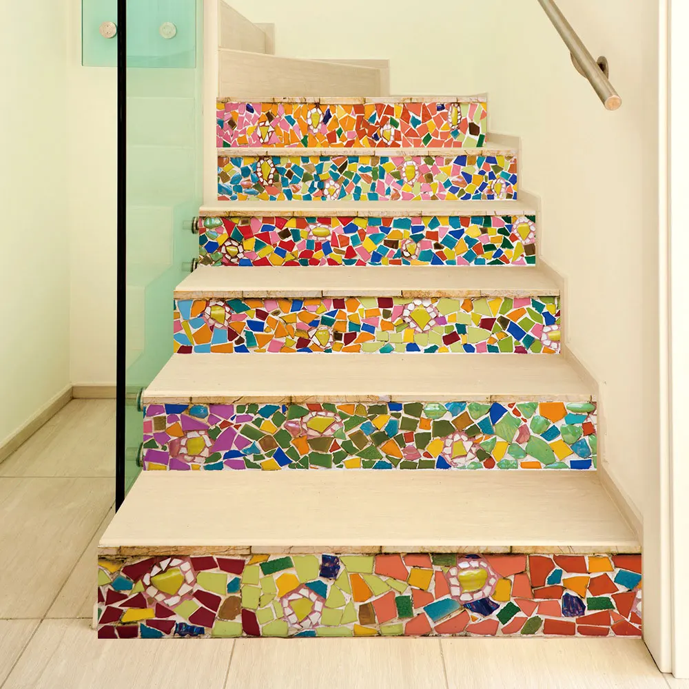 Self-adhesive innovative stairs stickers living room DIY color ceramic decoration home trade waterproof wall pvc | Обустройство дома