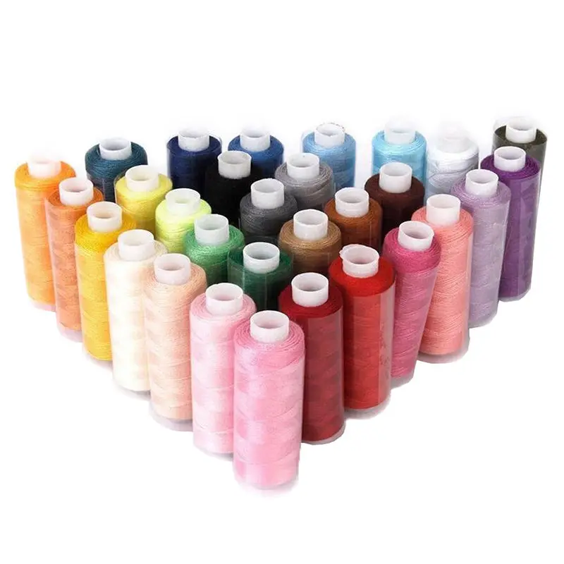 

New 30 Mixed Colors Sewing Threads Dyed Solid Polyester Cotton Threads for DIY Craft Making