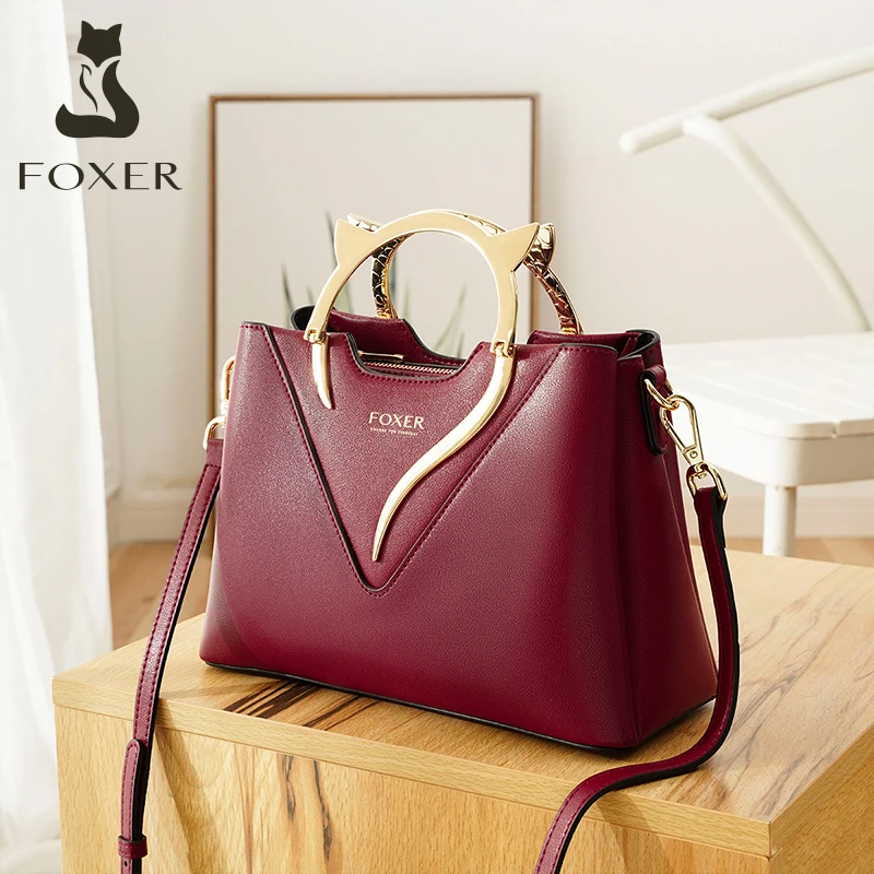 Женская сумка FOXER Commuter style модная осенне зимняя женская из воловьей кожи