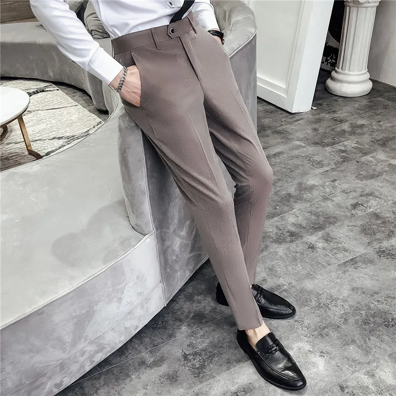 

Suit Business Gray Pant Casual Slim Fit Formal Pants Pantalon Costume Men's Suit Trousers 2020 New Wedding Dress Pants For Men