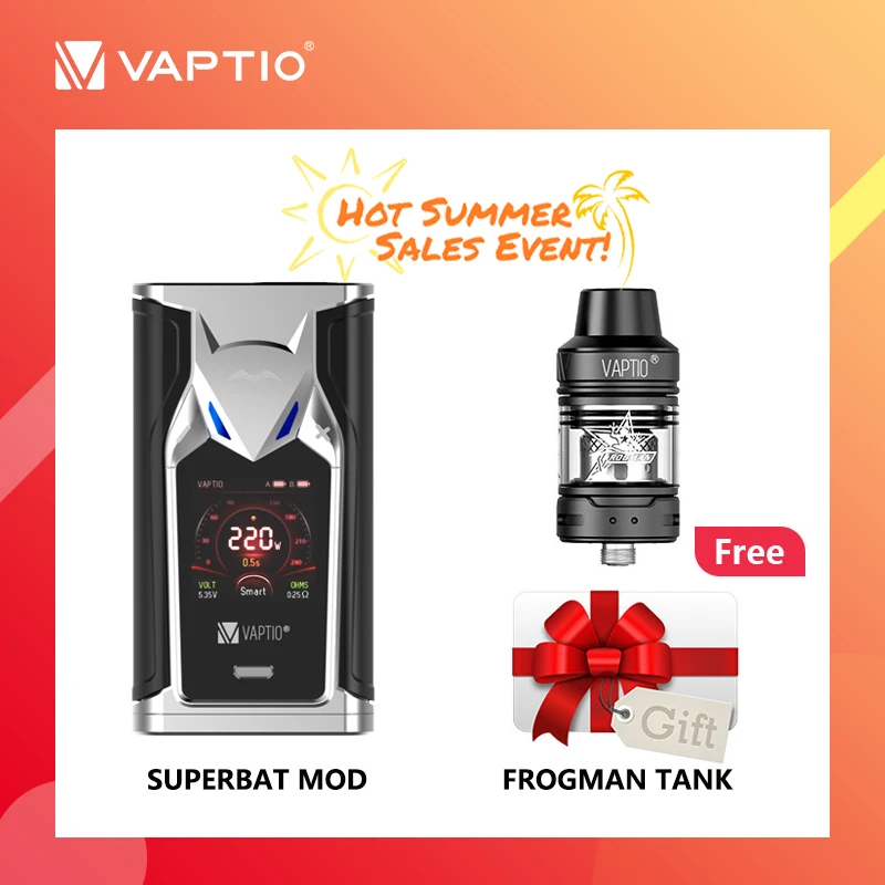 【Send tank】 электронная сигарета vape mod 220W Vaptio Super Bat Mod Dual 18650 с питанием от батареи