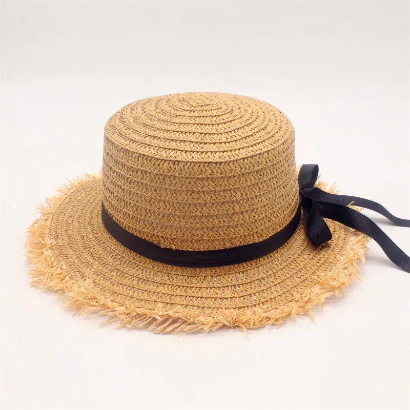 

Hot Sale Flat High sun Hat Summer Spring Women's Travel Caps Bandages Beach child Traw Hat Breathable Fashion Flower