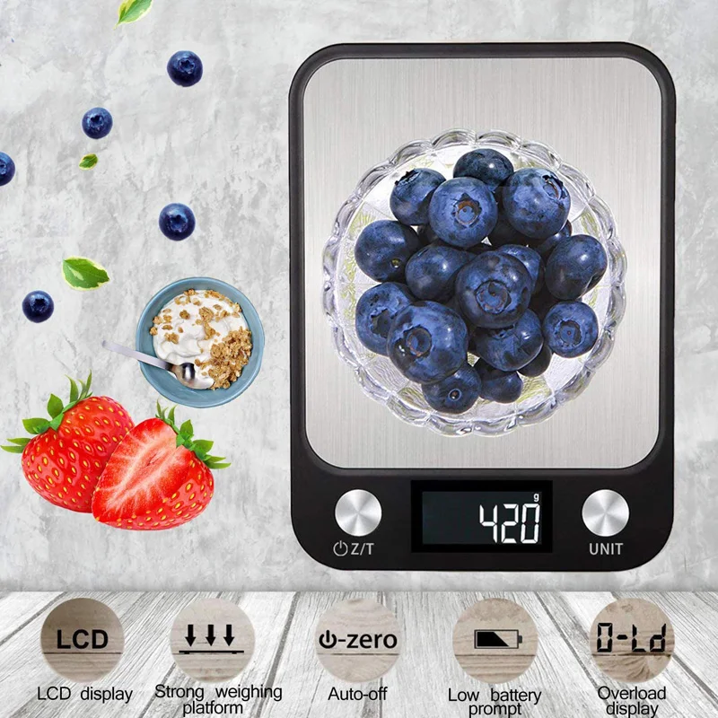 Multi-function Digital Kitchen Scale 22lb 10kg Stainless Steel Large Gram for Cooking Baking Household Electronic | Инструменты