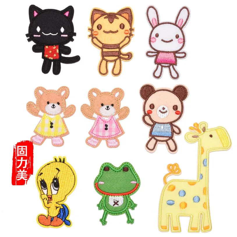 9 шт. мультяшная игрушка Кролик Лягушка Жираф утка медведь вышивка нашивка для