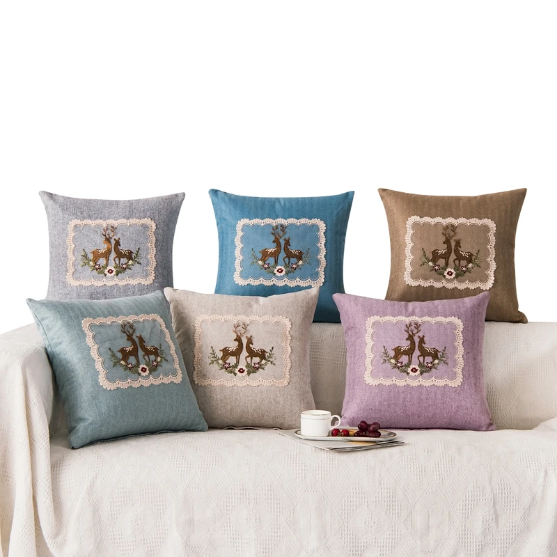 Наволочка с аппликацией 45*45 наволочка из хлопка и льна для дивана | Дом сад