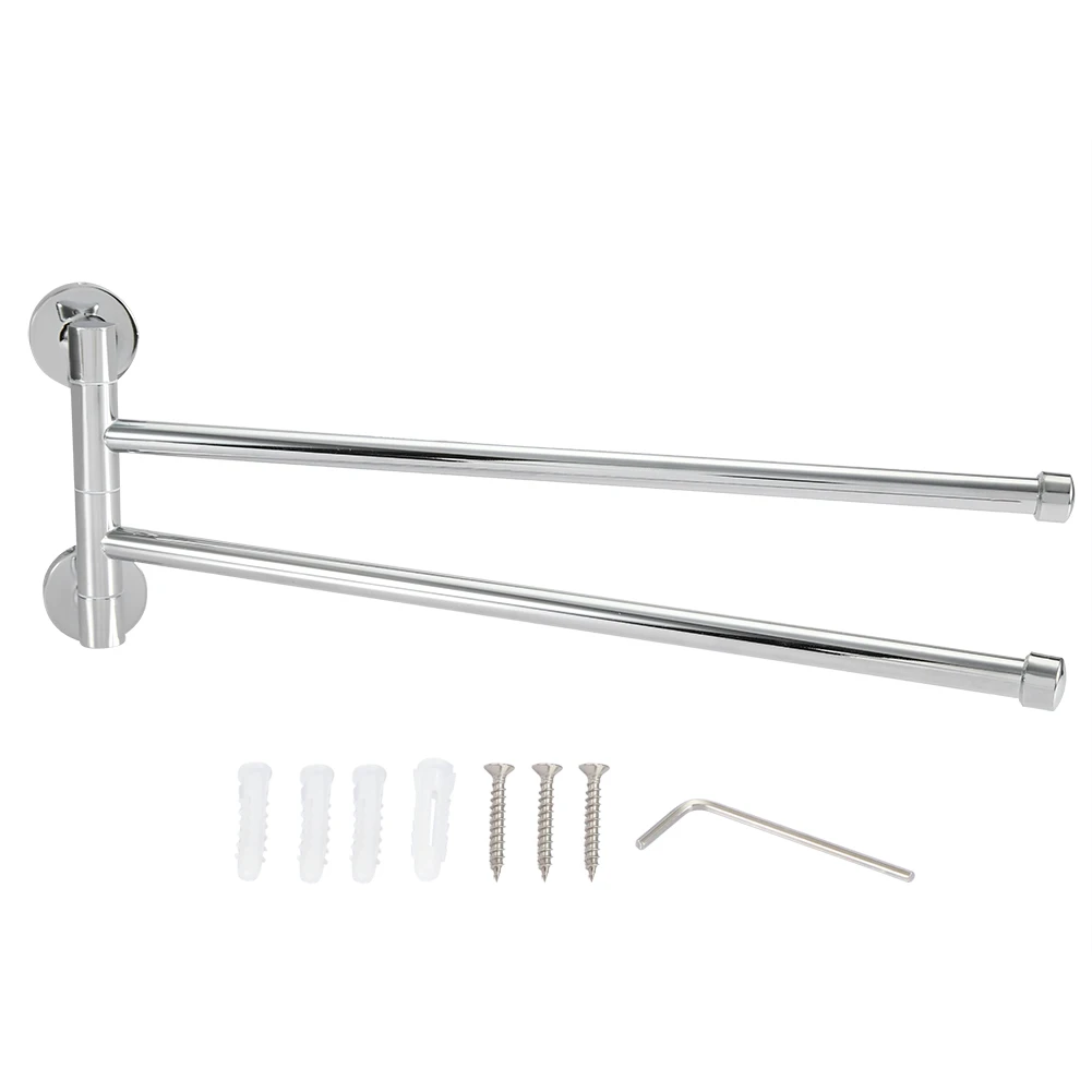 

Bathroom Wall Mounted Towel Rack Swing Out Rotating Towel Holder Hanger Shelf