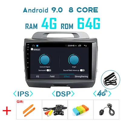 9.0 4G 64G DSP 1280P Android 9,0 4G 64G Carplay Авто gps для Kia Sportage 3 4 SL 2010- мультимедийный радио навигационный экран без DVD рекордера - Цвет: 9.0 4G 64G DSP