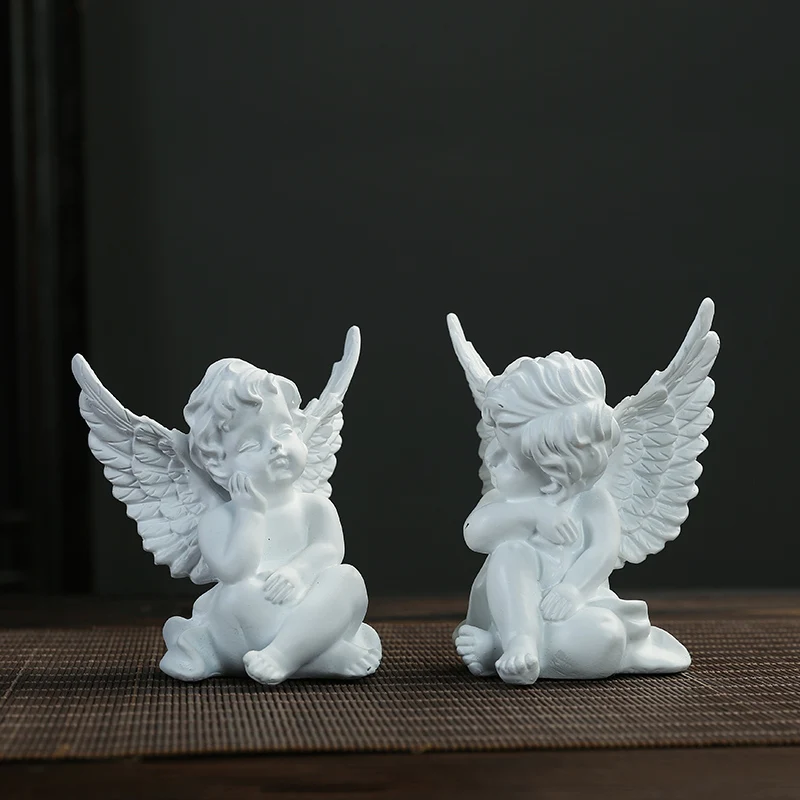 

SALES 2PCS/SET CUPID ANGEL SCULPTURE ARTS AMORETTO STATUE RESIN CRAFTS ROMAN MYTHOLOGY LIVING ROOM DECOR WEDDING GIFTS L3165