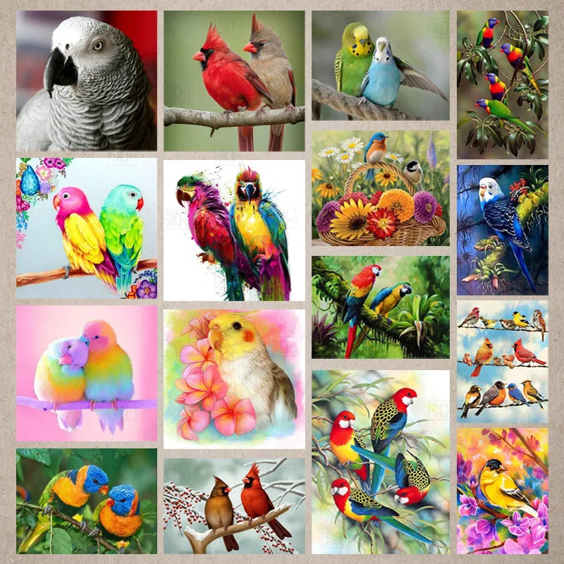 

Needlework Diamond Embroidery Cute Parrot Hot Sale 5D Diamond Painting Mosaic Picture Handmade Rhinestone Home Decor
