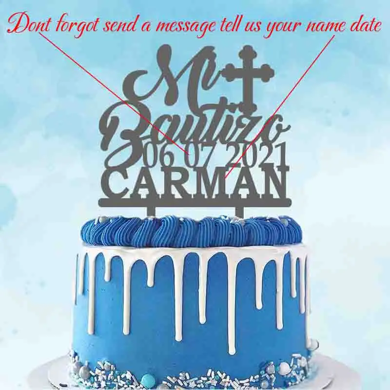 Персонализированный Топпер для торта крещения с именем на заказ испанское имя Mi