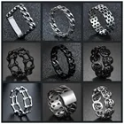 Женское Винтажное кольцо с кубинской цепью, черное кольцо из нержавеющей стали в стиле хип-хоп с геометрическим узором, массивное Ювелирное Украшение на палец, подарки для вечеринок