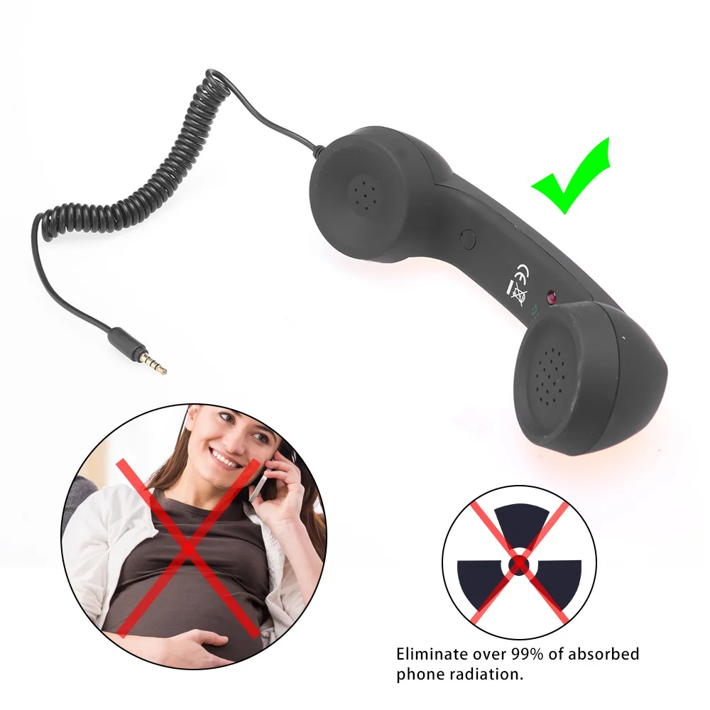 

Powstro 3.5mm Radiationproof Receivers Retro Phone Telephone Handset Classic Headphone Microphone for Iphone PC Tablet