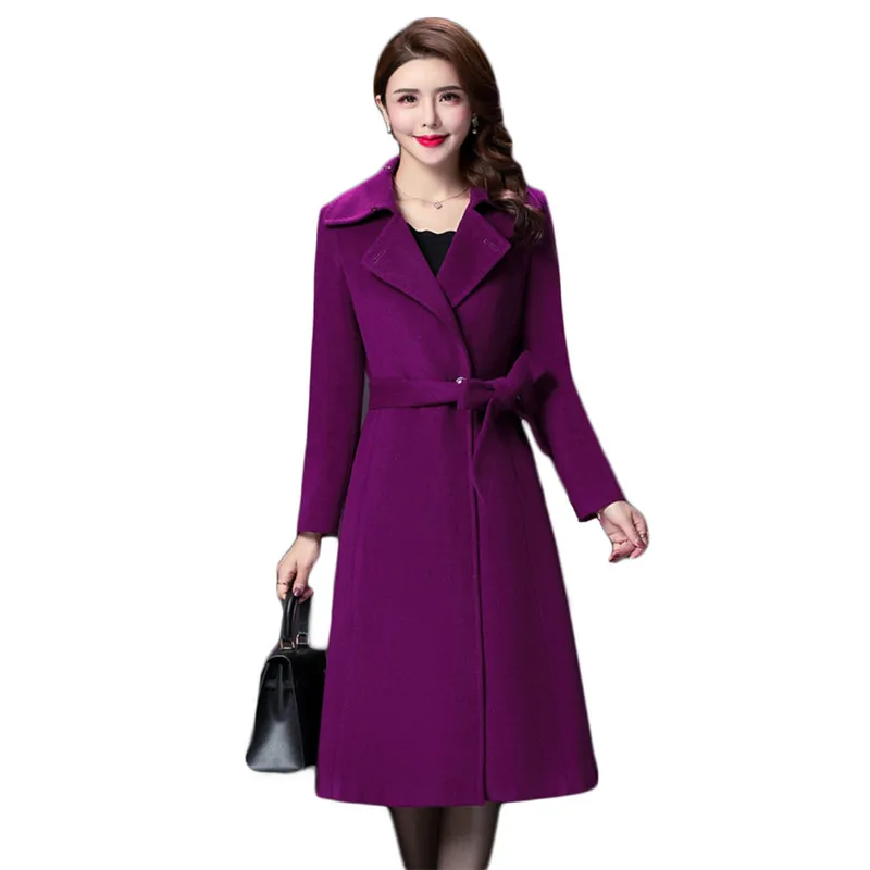 

Woolen Coat Women 2020 Autumn Winter New Korean Long Sleeve Wine Red Khaki Lapel Fashion Plus Size Blends Jackets Feminina JD614