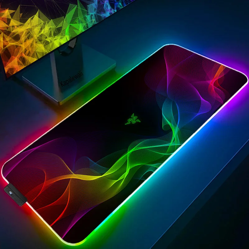 led light desk mat xxl computer mousepad razer 80x30 90x40cm backlight keyboard cover table mause gaming mouse pad rgb carpet free global shipping