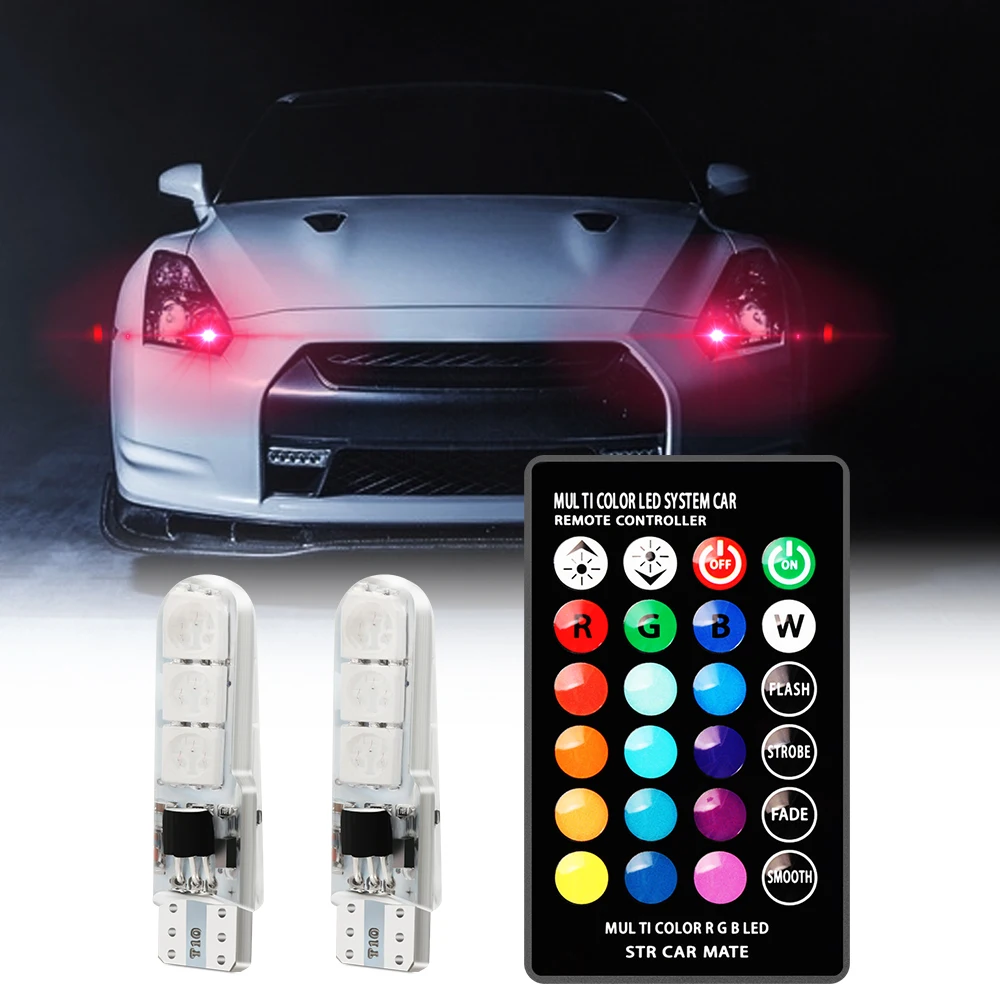 2 шт./1 комплект Автомобильные светодиодные RGB-лампы T10 W5W 5050 SMD | Автомобили и