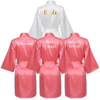 bride bridesmaid robes satin silk robes for women gown robes wedding robe dressing gown bride robe gold print robe