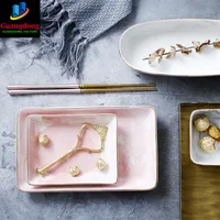 Creative Gold Marble Ceramic Plate Dish Dessert Food Plate Jewelry Ring Necklace Dish Bathroom Vanity Storage Tray Trinket Dish