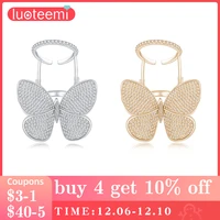luoteemi high quality fashionable unique adjustable ring micro paved shining cz movable butterfly shape jewelry for party gift