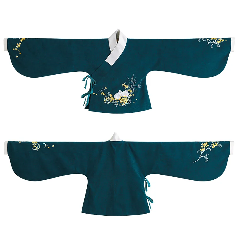 

2021 Autumn Winter New Thicken Hanfu Top Female Green Embroidery Animal Ancient Cosplay Clothing Novelty Cotton Tang Clothing