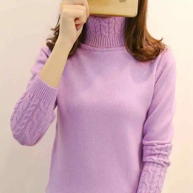 

Women Sweater Turtleneck Pullovers Autumn Winter Sweaters New 2021 long sleeve Thick Warm Female Sweater Khaki