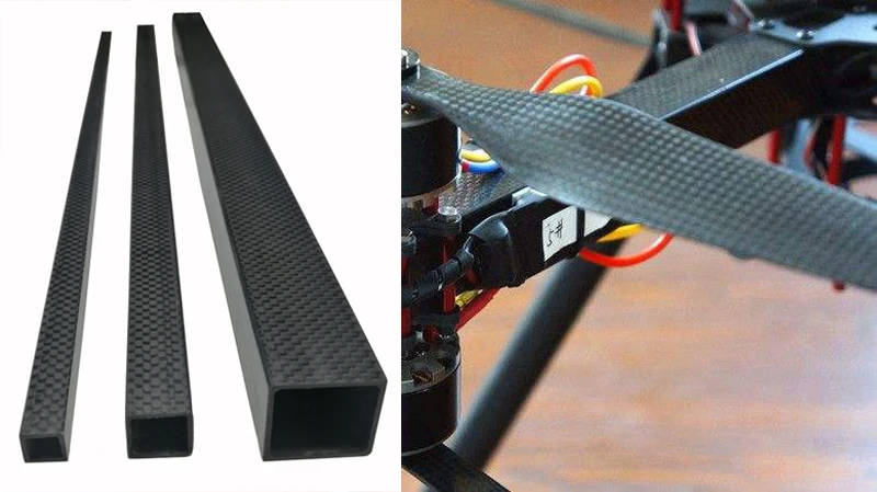 Квадратная трубка из углеродного волокна 3K 1 шт. высокая прочность длина 500 мм