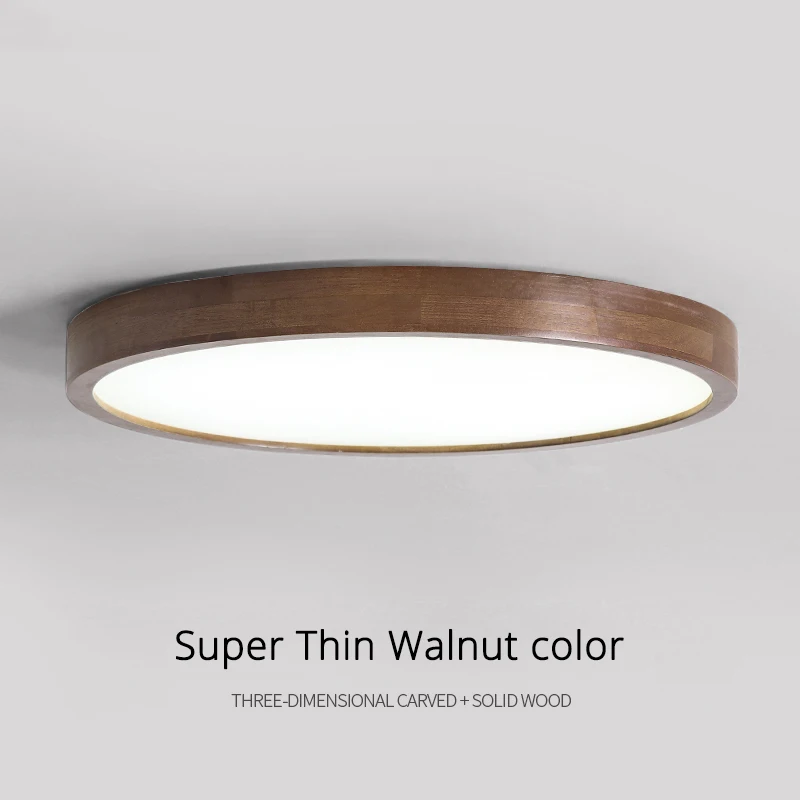 $47.00 Modern LED Ceiling Lights Wooden Lampshade For Bedroom Round Wooden Ceiling Mounted Acrylic Lighting Fixtures Luminaria Lustre