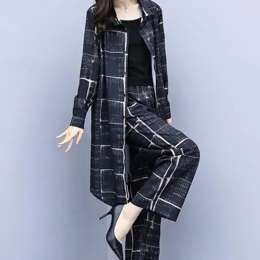 Женский комплект из 2 предметов большого размера топ и штаны широкие брюки костюм