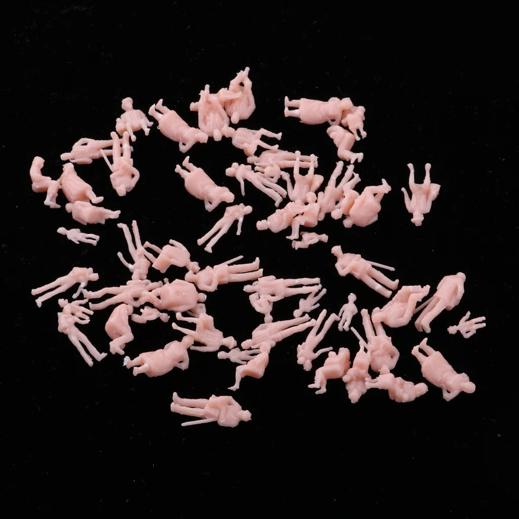 60pcs 1:87 HO Scale Unpainted People Figures Miniature Sandtable Models images - 6