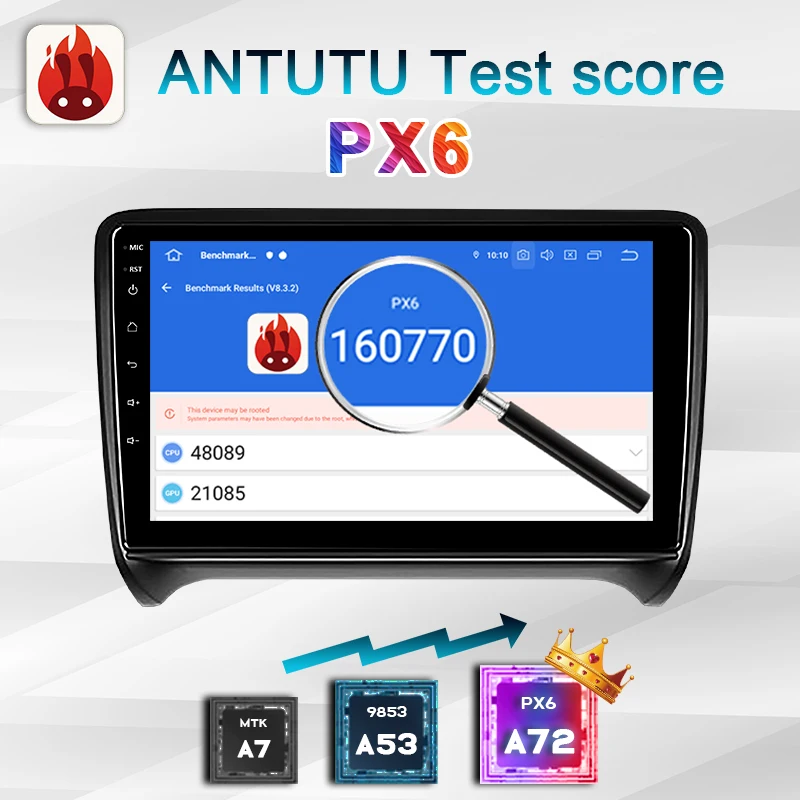 магнитола 2 din андроид Android 10 Автомагнитолы радио PX6 для Audi TT MK2 2006 2012 Авто Аудио