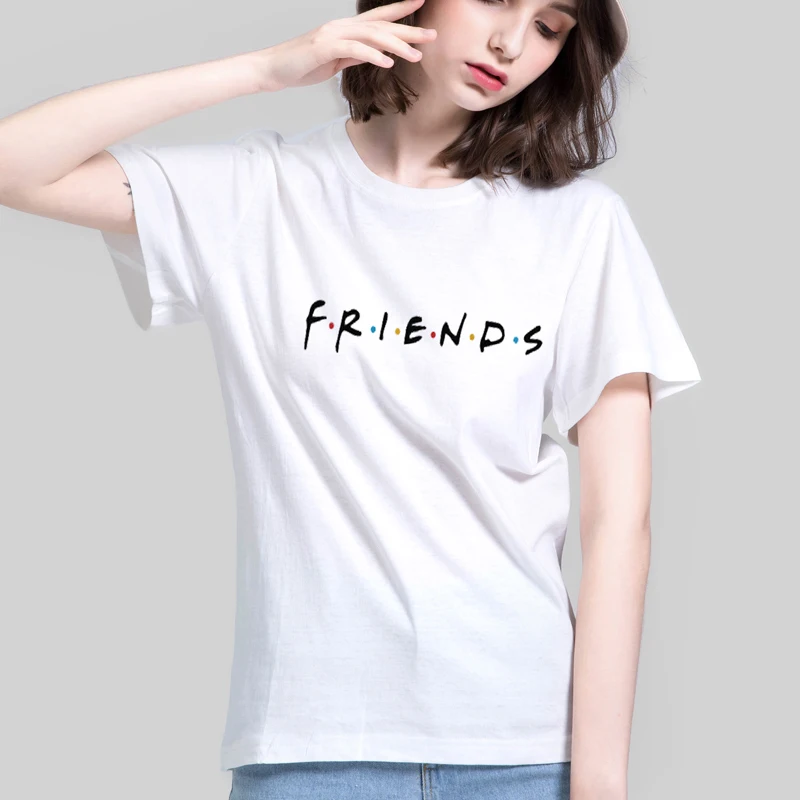 Размера плюс футболки 100% хлопковые с надписью друзей печатных футболка для